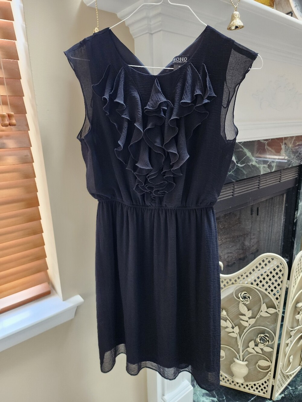 SOHO Black Ruffle Sleeveless Dress Sz 10P